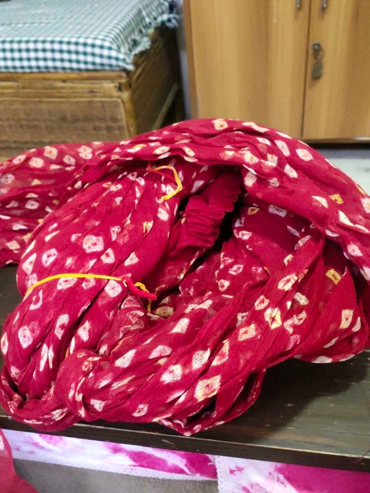 Beautiful Red Bandhani Rajasthani Safa