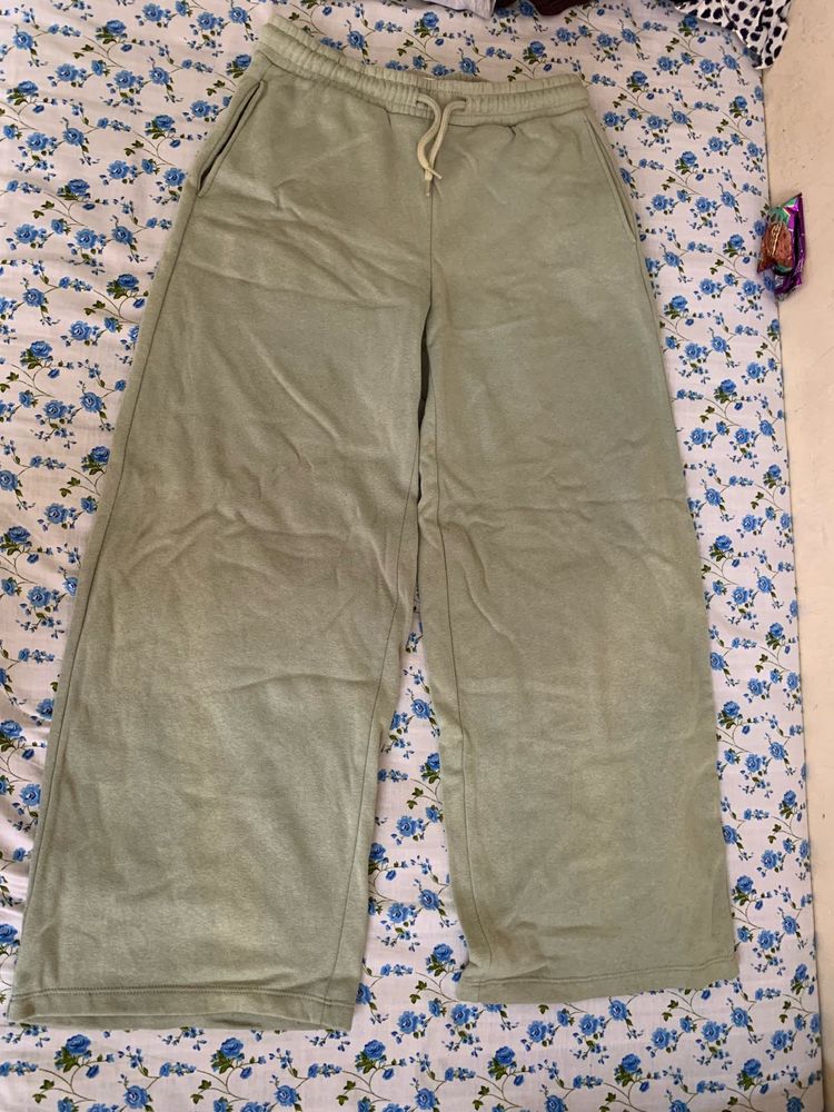Sage Green Wide Leg Sweatpants