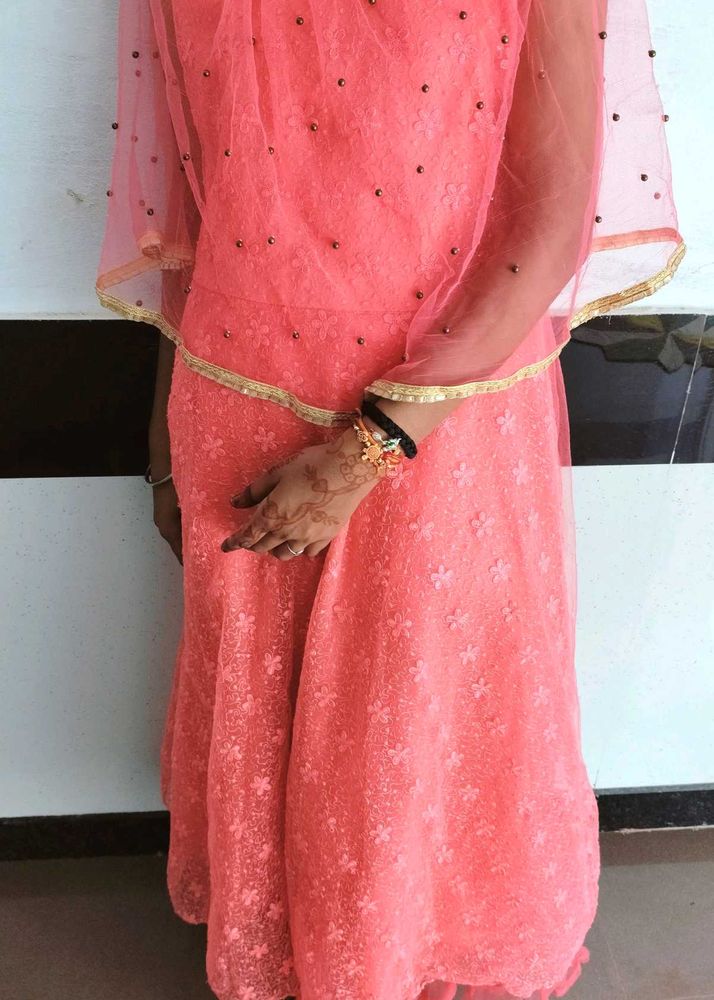 Beautiful Coral Ethnic Gown