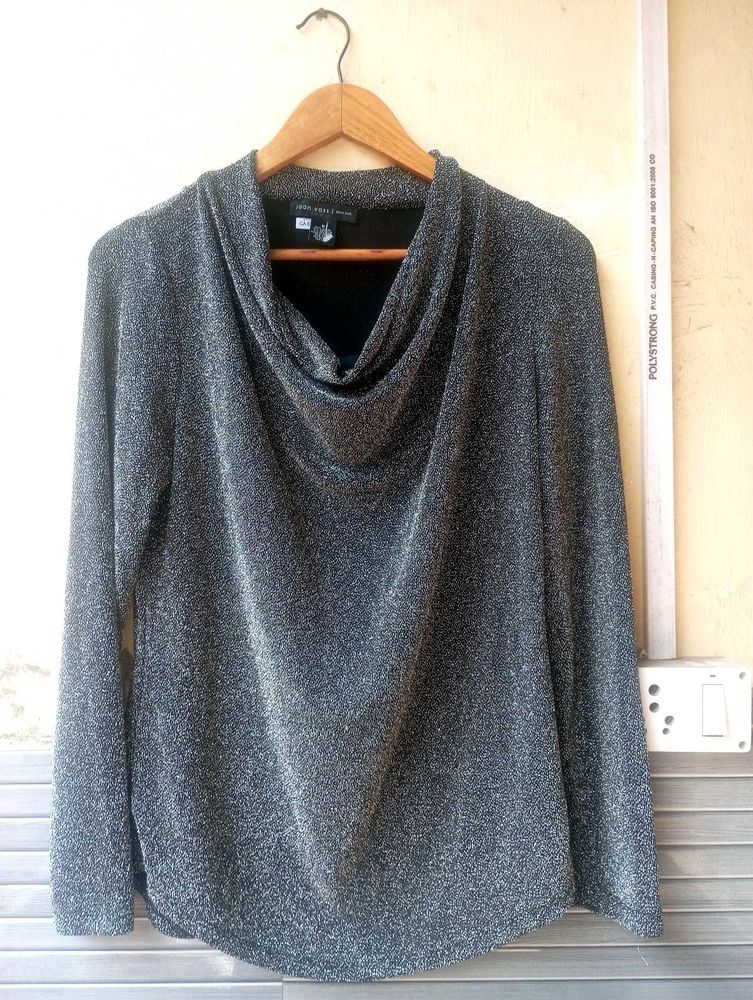 Sequin Sparkly Cowl Neck Top (Women)