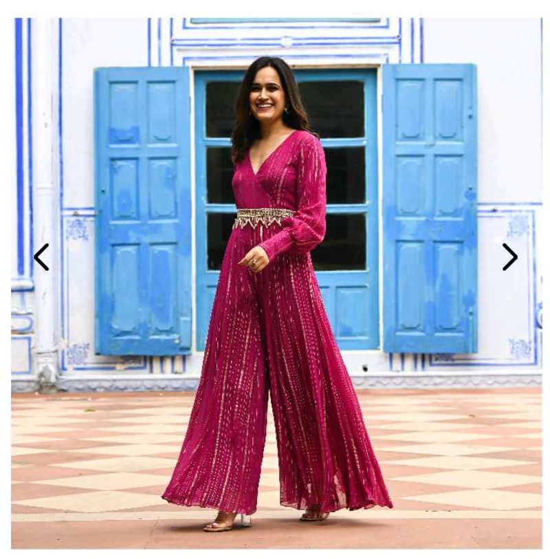 A Fuschia Colour Jumpsuit.