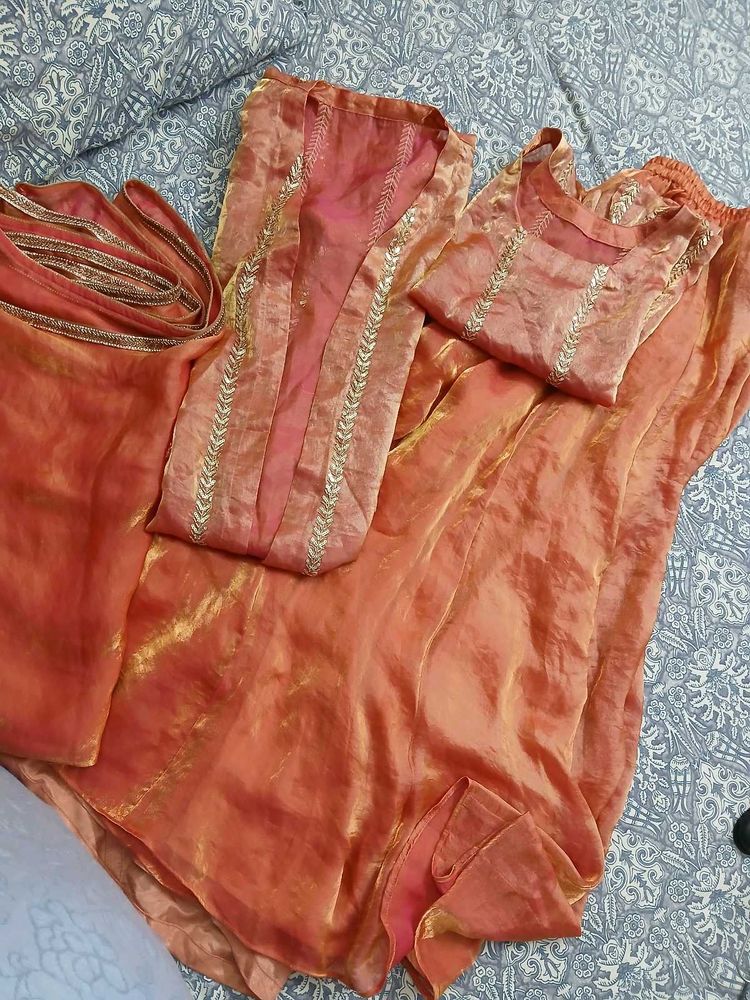 Elegant A-line shrug blouse sharara with du