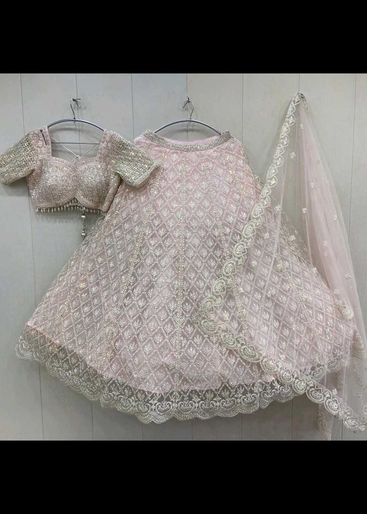 Stunning Pink Sequined Lehenga Choli Set