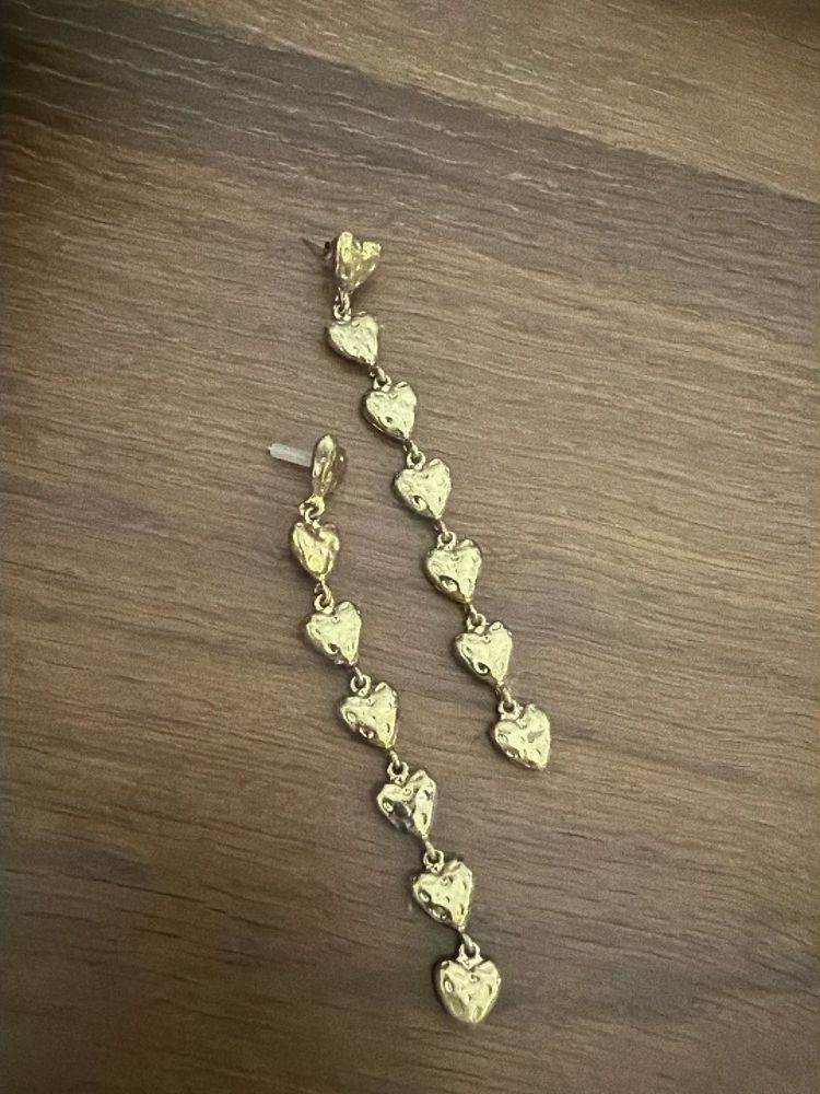 Gold Heart Dangle Earrings