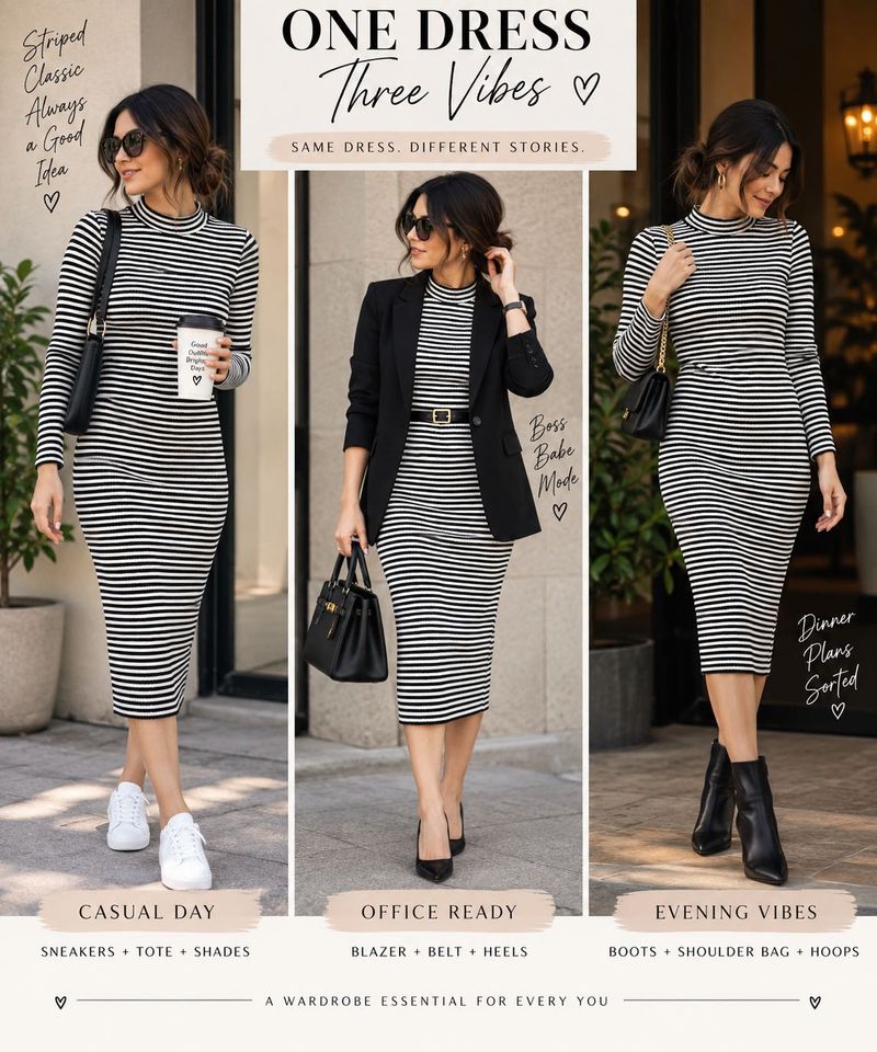 🖤 Primark Monochrome Stripe Knit Dress