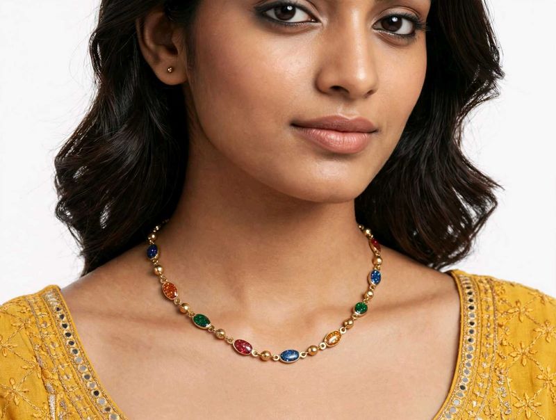 Multicolor Gemstone Gold Plated Necklace