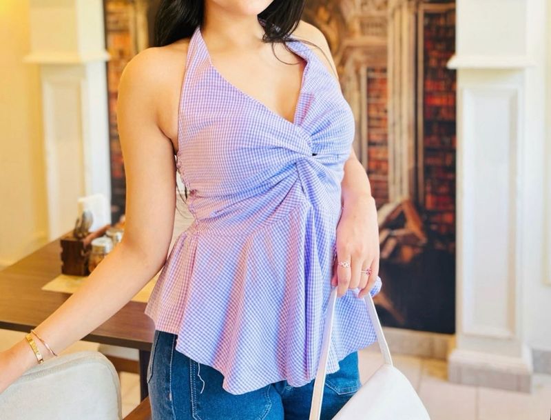 Cute Gingham Halter Top
