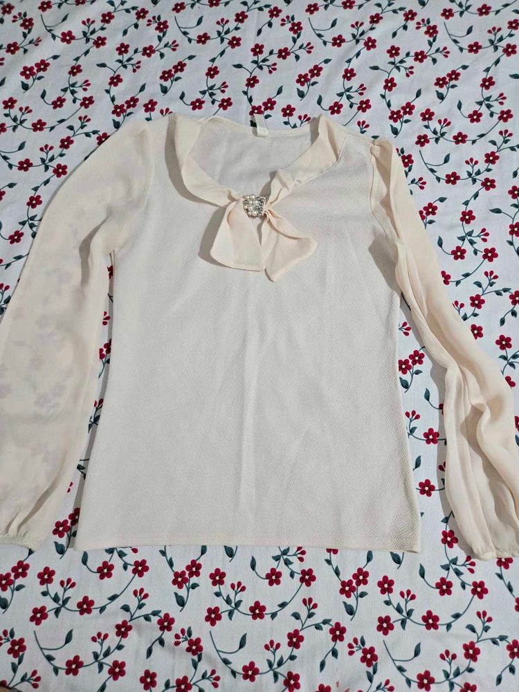 Elegant Sheer Sleeve Blouse