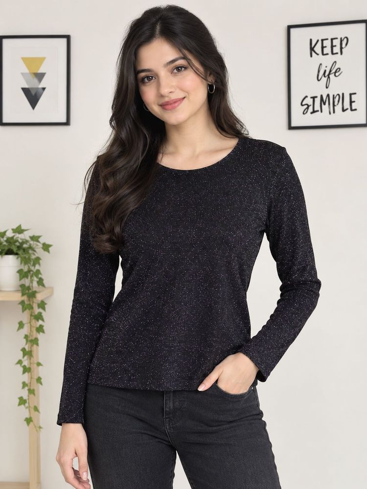Sparkly Black Long Sleeve Top