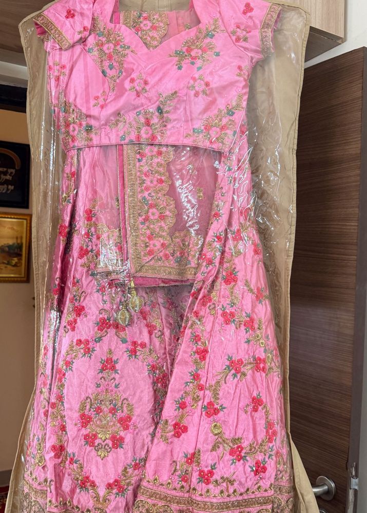 Beautiful Pink Embroidered Lehenga Choli Set