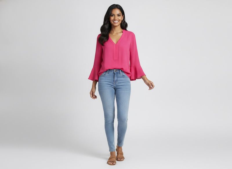 Vibrant Pink Bell Sleeve Top