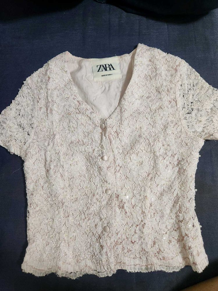 Chic Lace Button-Up Top
