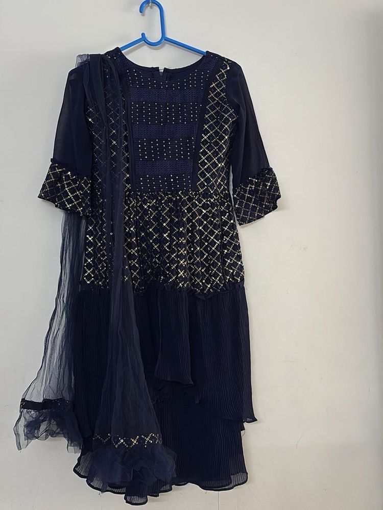 Elegant Navy Blue Girls' Kurta Set
