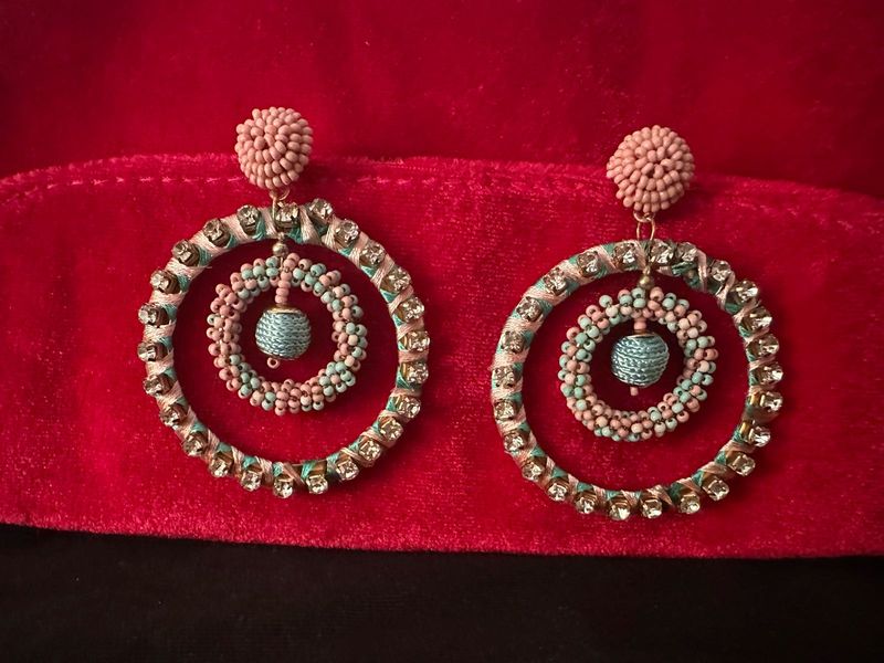 Beaded rhinestone Statement Earrings