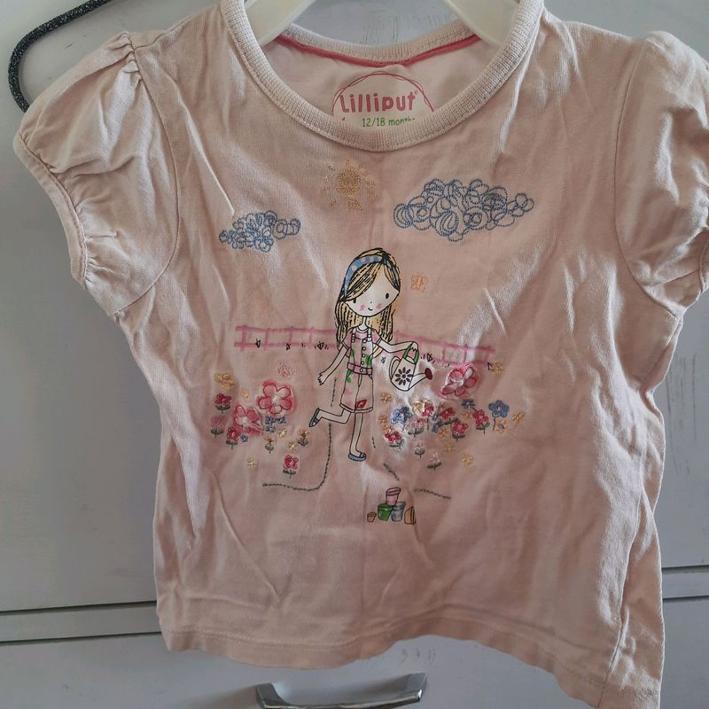 Lilliput light pink cute top for baby girls
