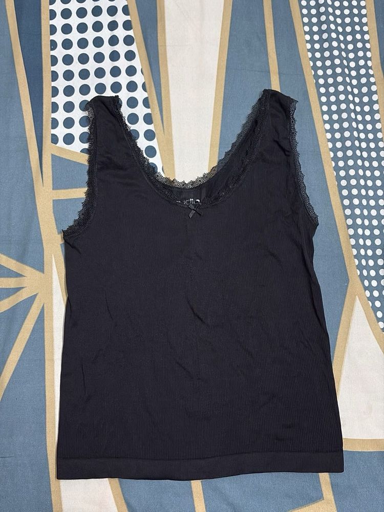 Black Lace Trim Camisole Top