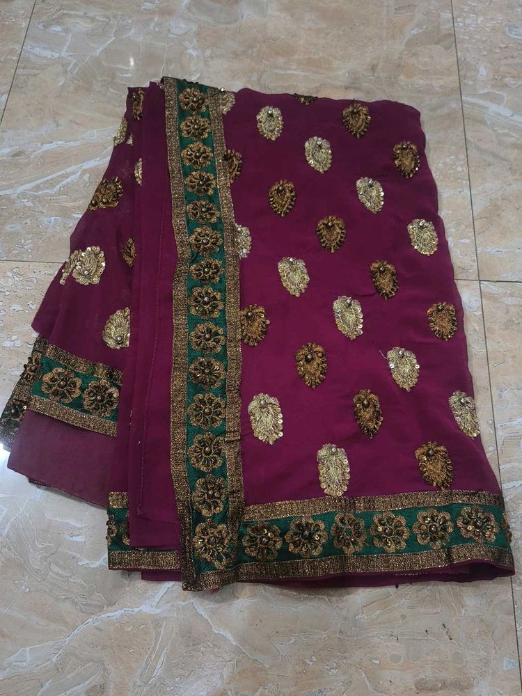 Embellished Magenta Saree