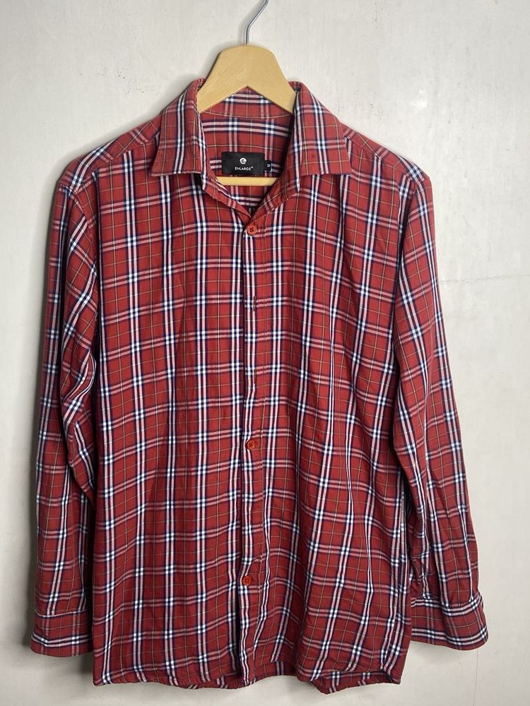 Men's Red Plaid Long Sleeve Shirt