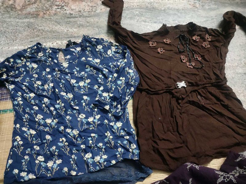 2 Girls Tops - Floral &amp; Brown