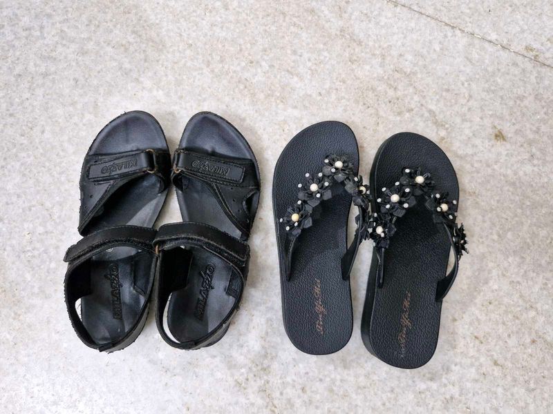 Black Sandals - 35 and Flip-Flops - 37