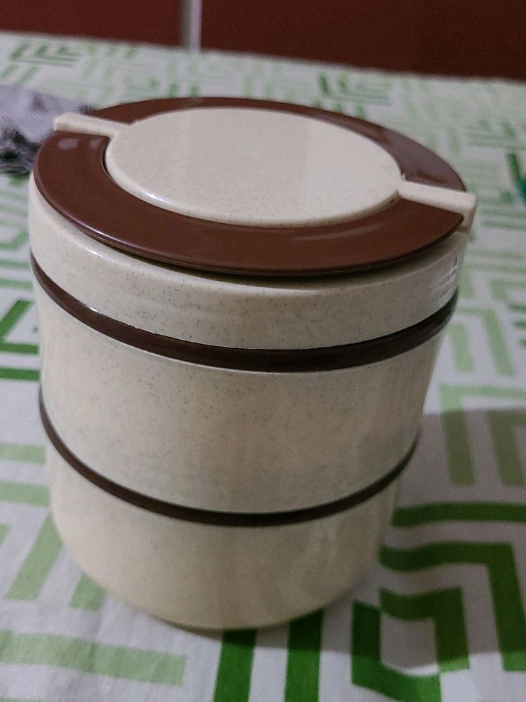 Beige And Brown 2 Stair Lunch Box