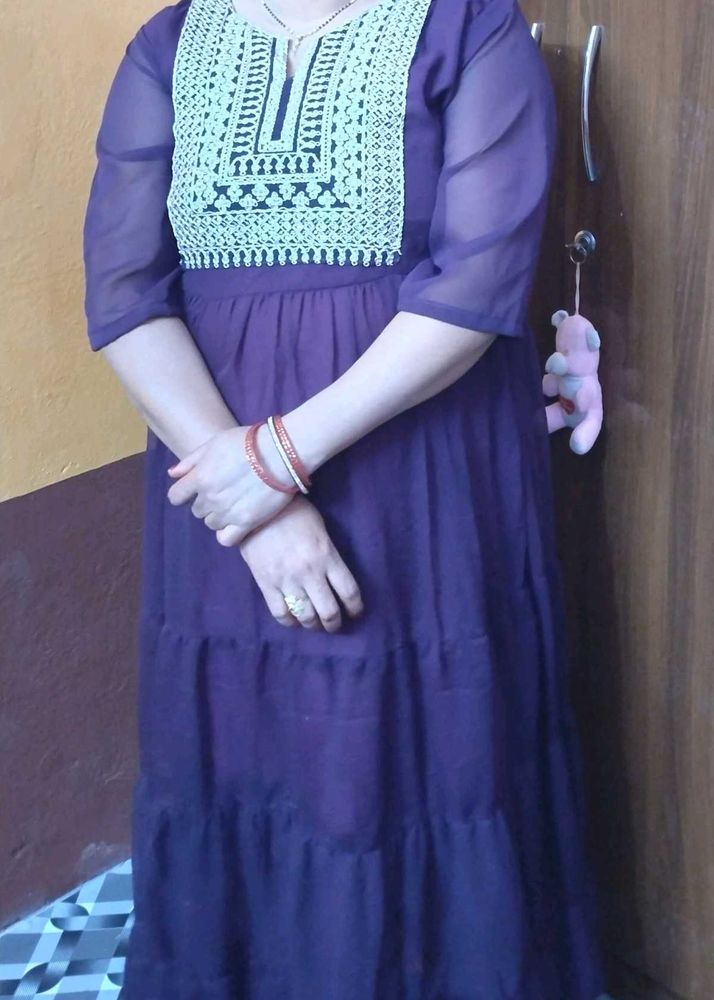 Purple Embroidered Gown