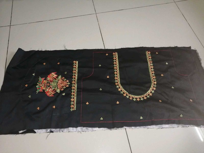 Embroidered Black Blouse Fabric material