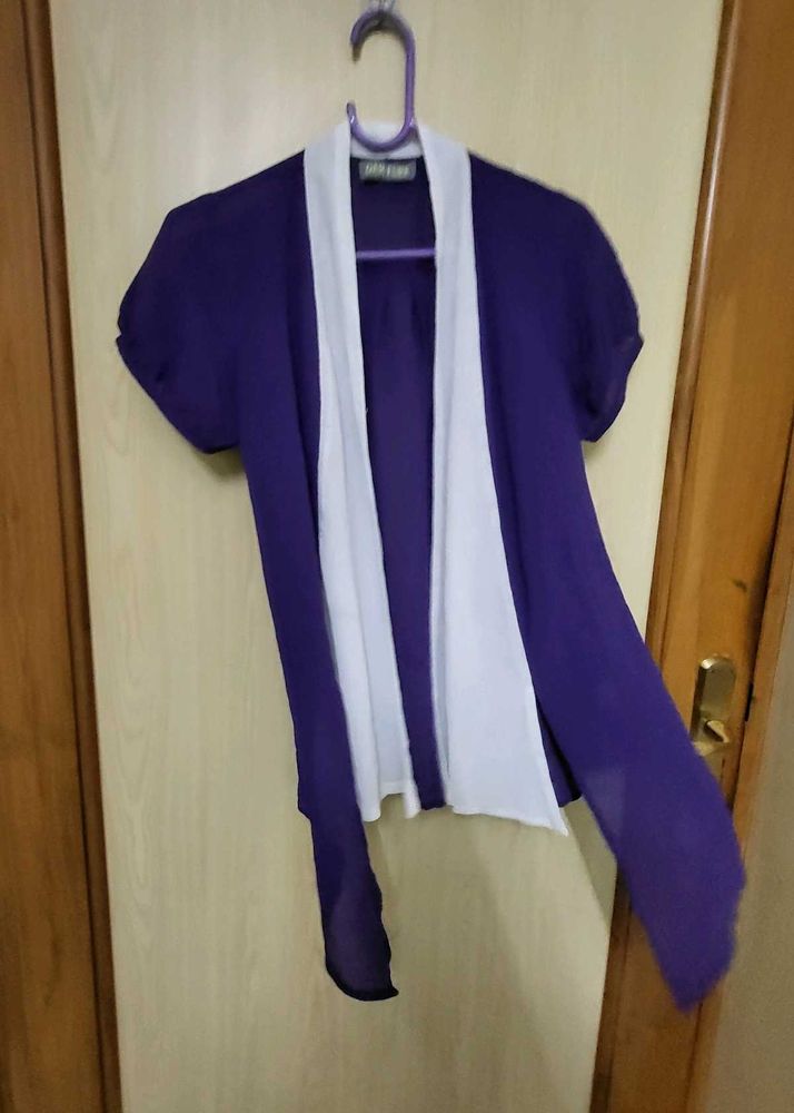 Purple &amp; White Sheer Shrug