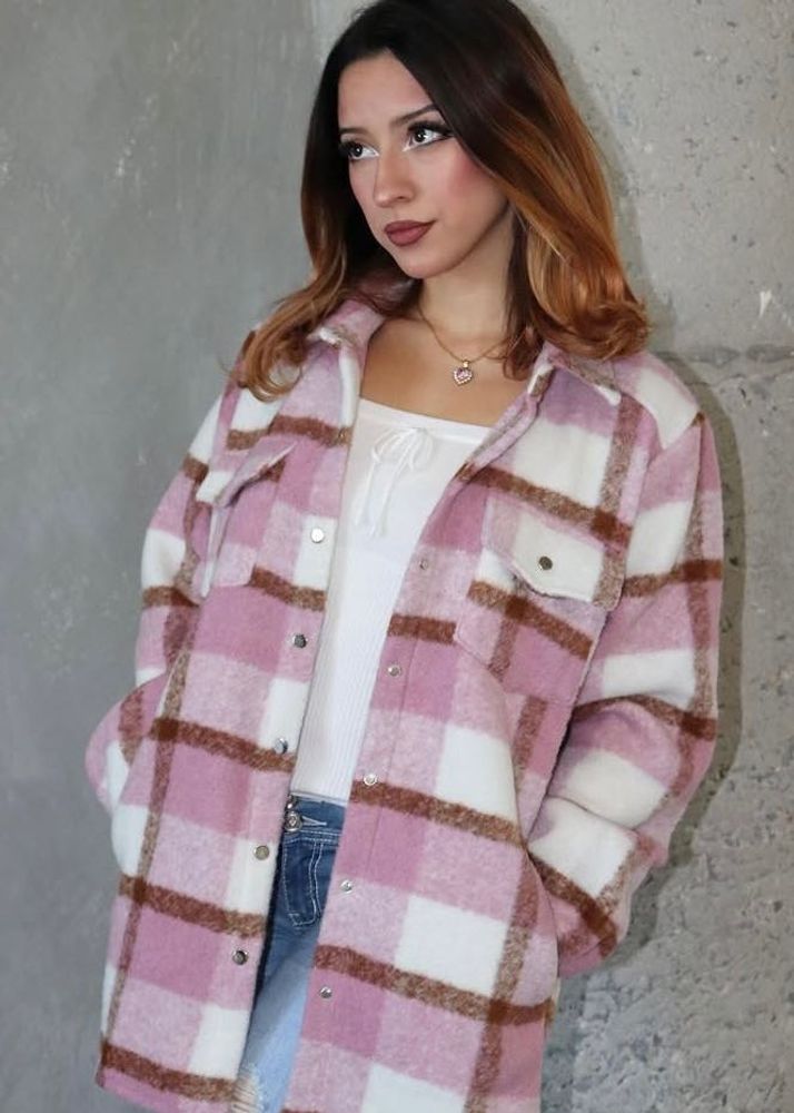 Imported Pink Plaid Shacket