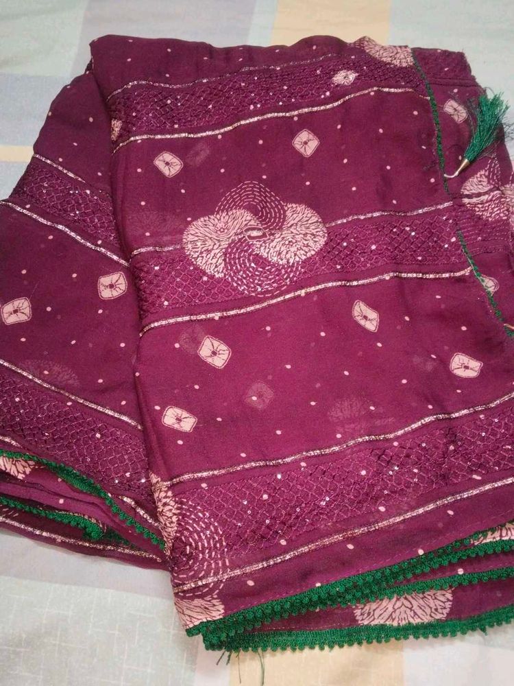 Beautiful Maroon Embroidered Saree