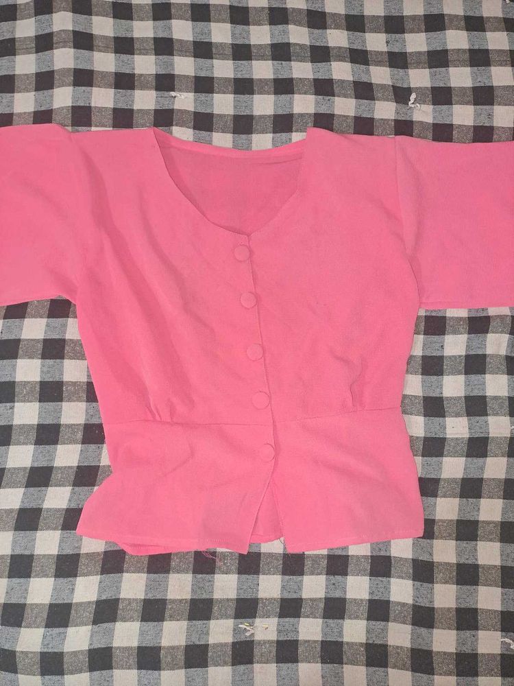 Pretty Pink Button-Up Blouse