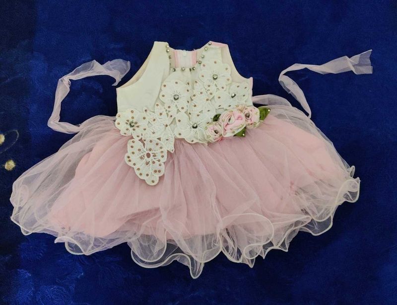 Girls Pink &amp; White Party Dress