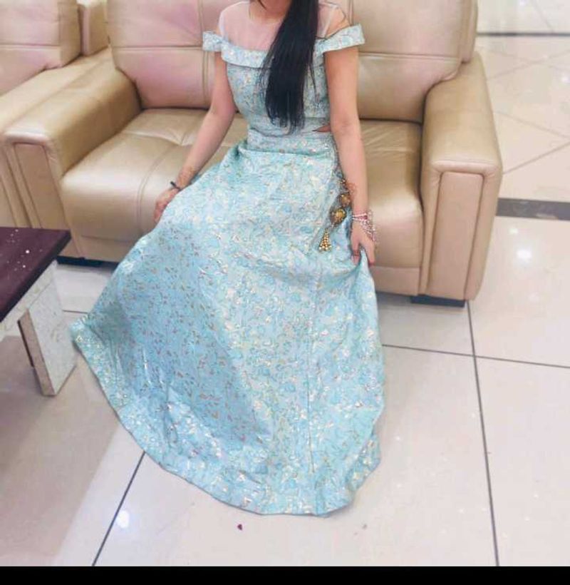 Light Blue Embellished Lehenga