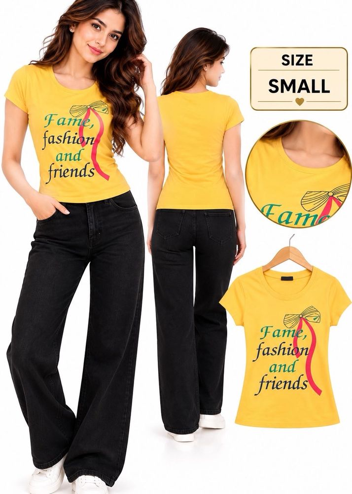 Women’s Mustard Yellow Graphic Printed T-Shirt –