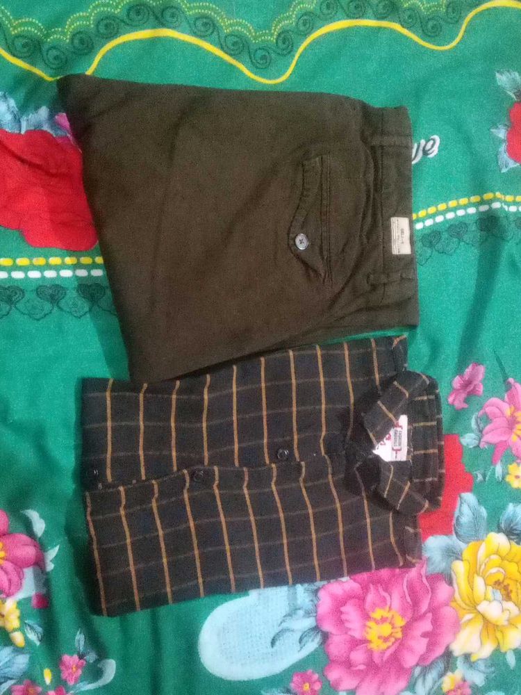 Men's Checkered Shirt and Pants Set