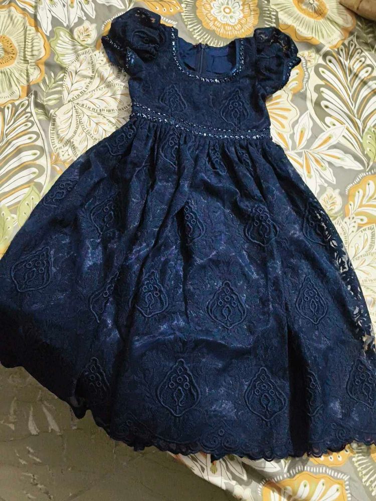 Elegant Blue Lace Dress