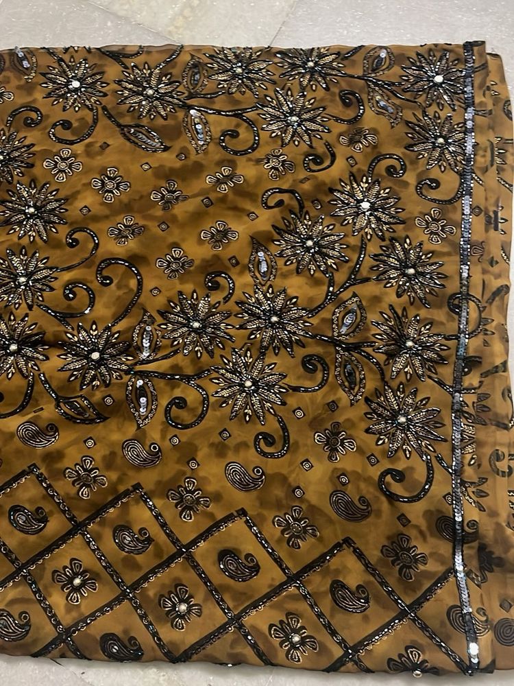 Olive Saree with Sequins