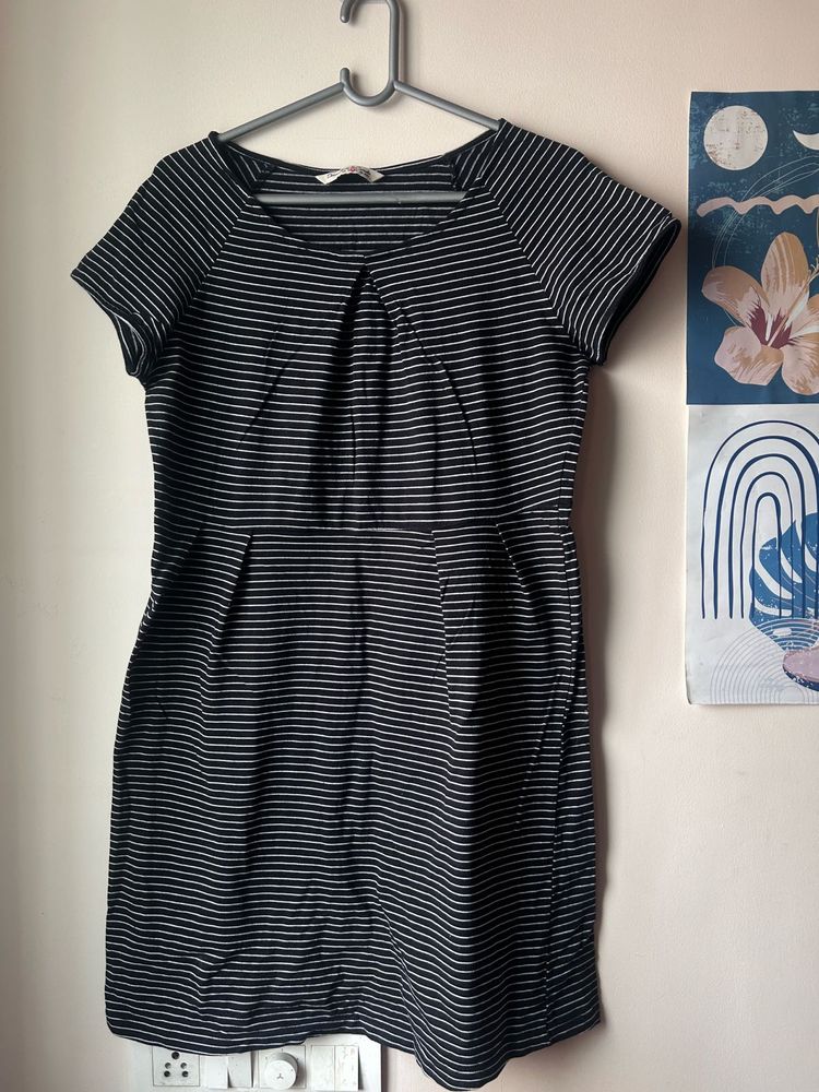 Black&amp;White Striped Casual Dress