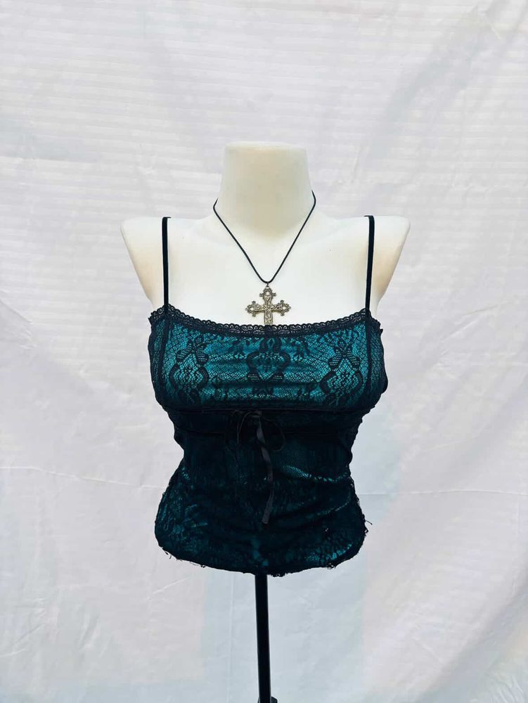 Gothic Lace Trim Cami Top
