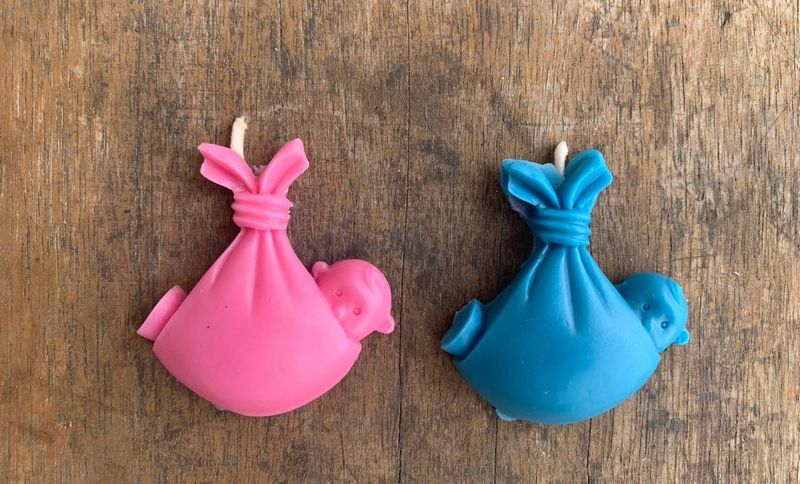 4 Baby Shower Candles - Pink &amp; Blue