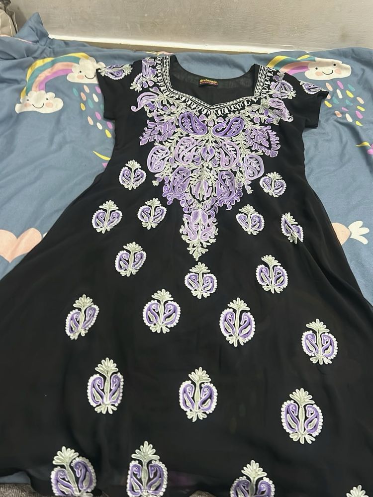 Embroidered Black Kurta
