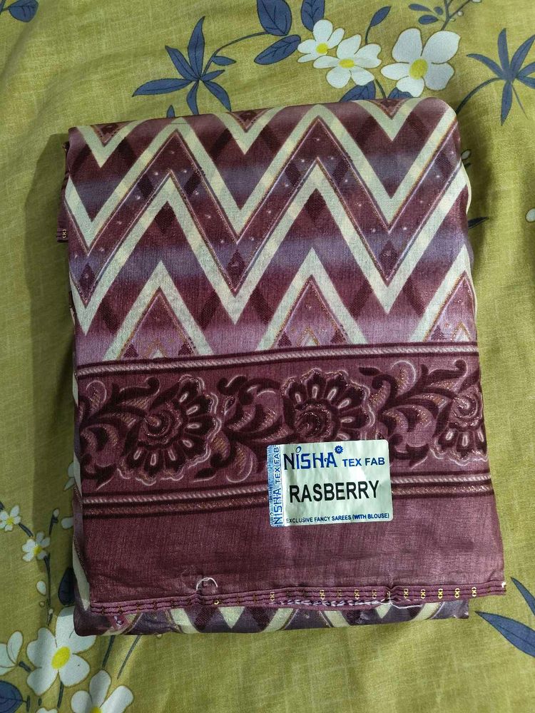 Nisha Tex Fab Rasberry Saree