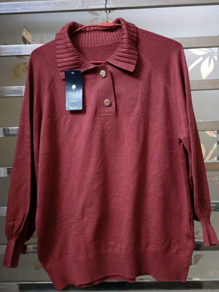 Elegant Burgundy Knit Top
