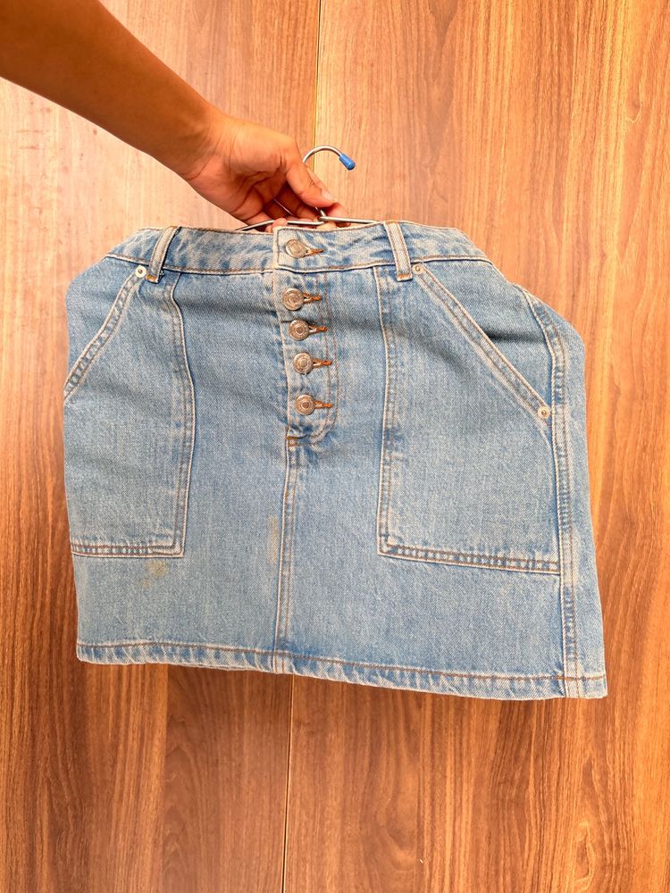 Light Wash Denim Mini Skirt