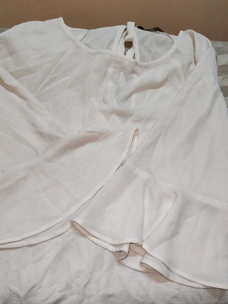 Elegant White Bell Sleeve Top