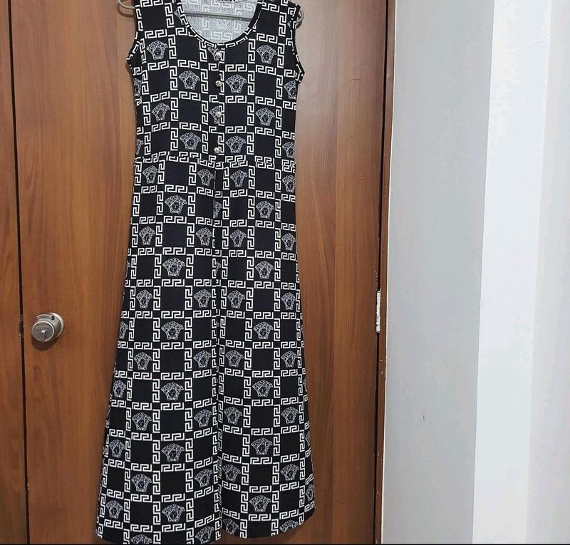 Black Printed Slit Kurta