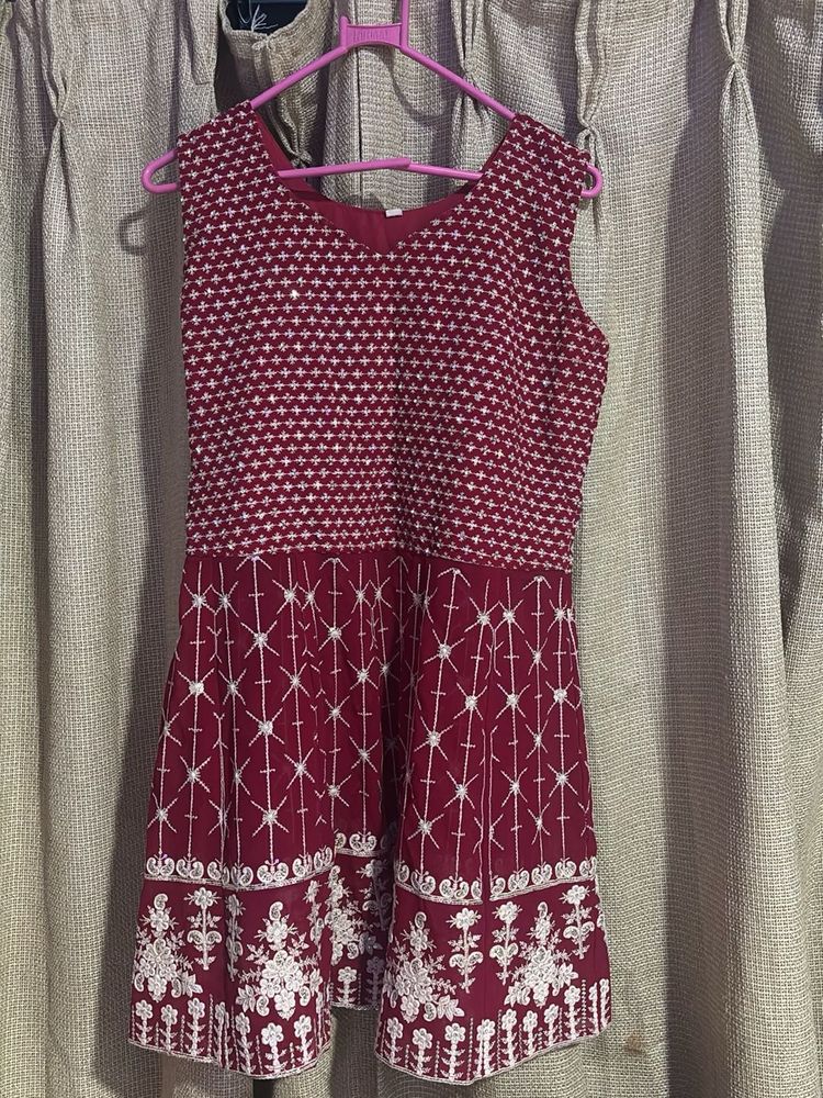 Beautiful Embroidered Maroon Ethnic Gown
