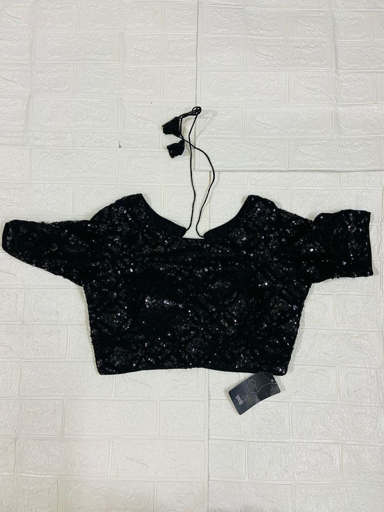 Sparkling Black Sequin Blouse