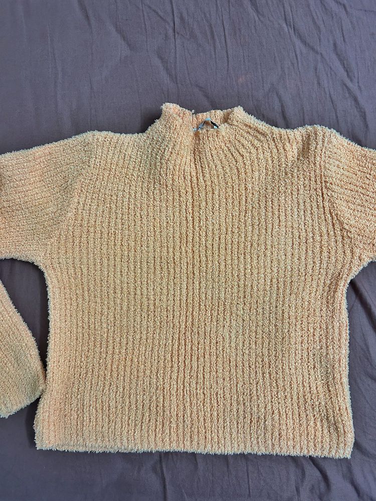 Peach Fuzzy Knit Sweater