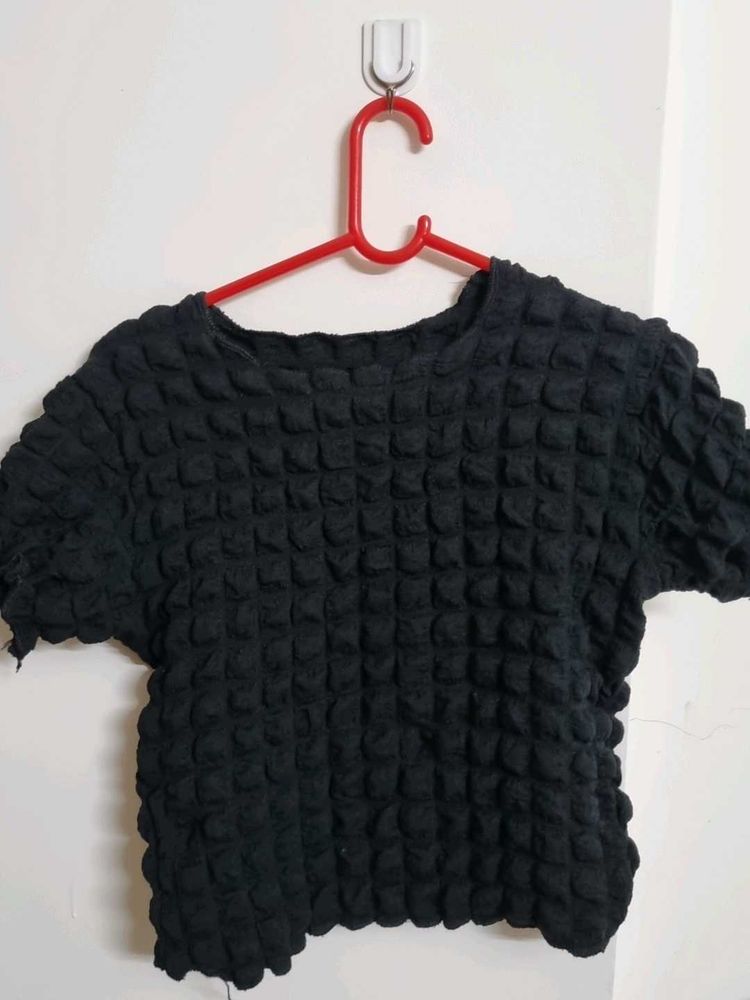 Textured Black T-Shirt
